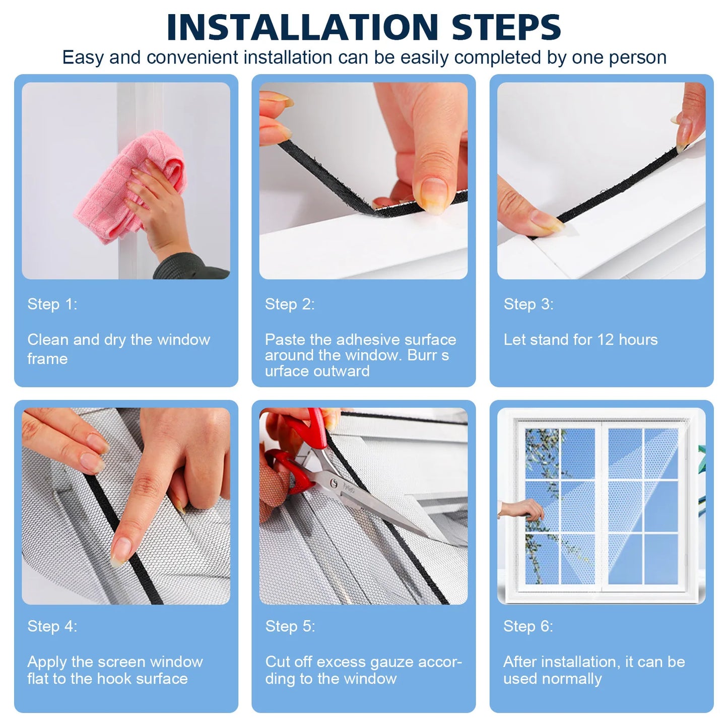 Anti-Fly Mosquito Net Window Screen Mesh - Adhesive Insect Flying Bug Net Curtains for Kitchen Windows - Home Protector