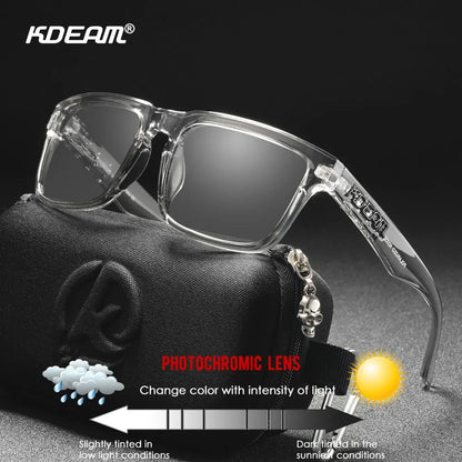 KDEAM Photochromic & Polarized Sunglasses - Category 3 Polarization, Unique Frame Surface Eyewear for Men & Women with Case