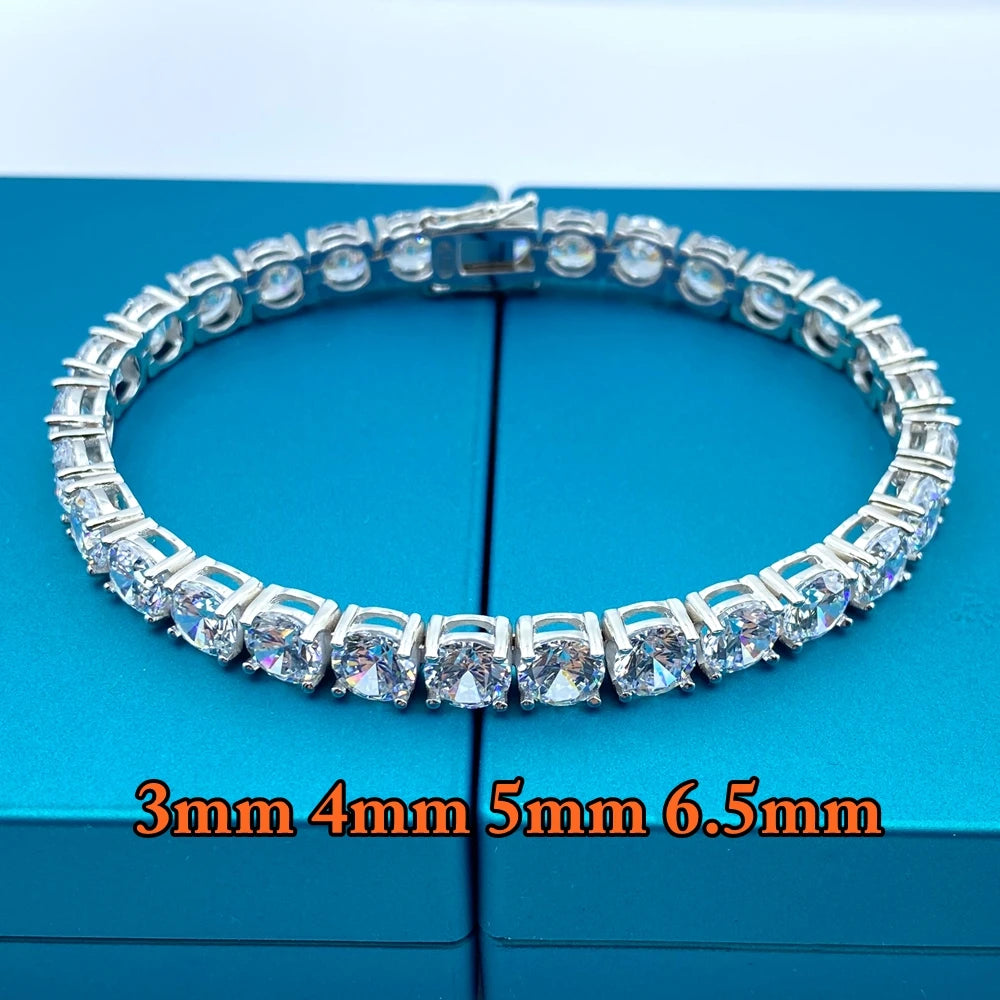 SEMNI Moissanite Diamond Tennis Bracelet – 3mm-6.5mm, GRA Certified, 925 Sterling Silver Luxury Jewelry for Men & Women