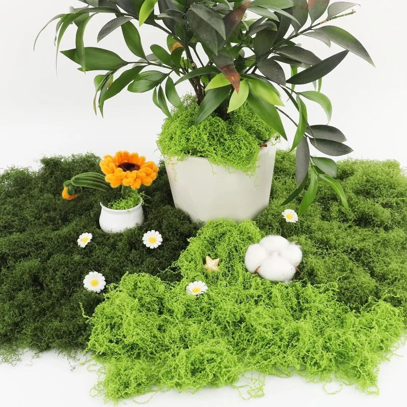 Artificial Green Moss Plants - Realistic Faux Moss Grass for Home, Garden Decor & DIY Crafts