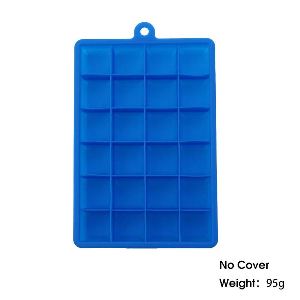 24-Hole Silicone Ice Tray — Square Mold for Ice, Food, Cheese, Jelly, with or without Lid