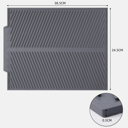 Silicone Dish Drying Mat for Kitchen Counter | Large Non-Slip, Heat Resistant, Easy Clean Foldable Pad