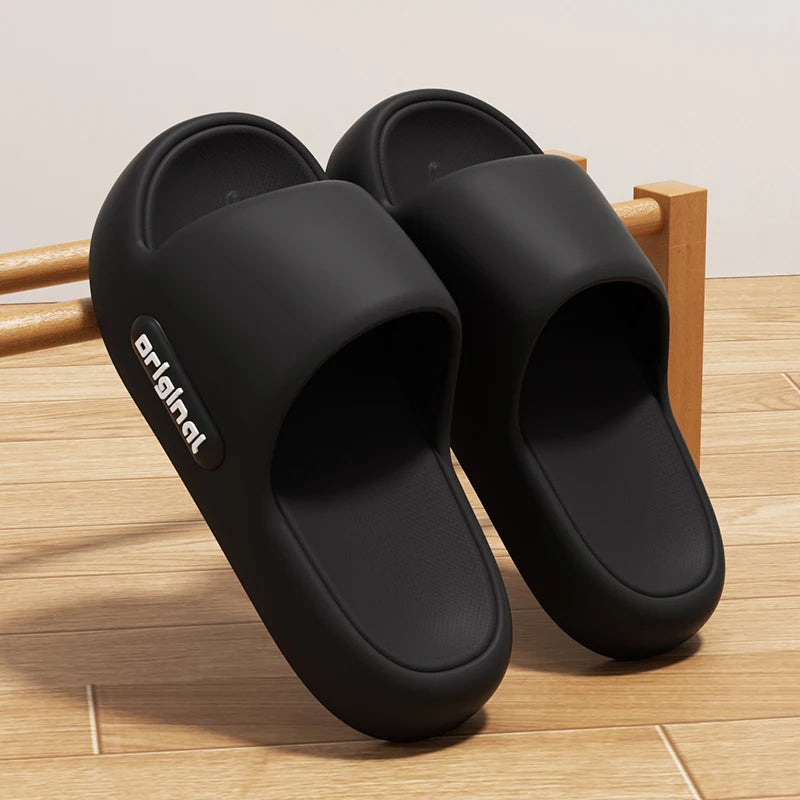 Cloud Platform Slippers for Women - Thick Soft Sole Letter Print Beach Slides for Comfortable Everyday Wear
