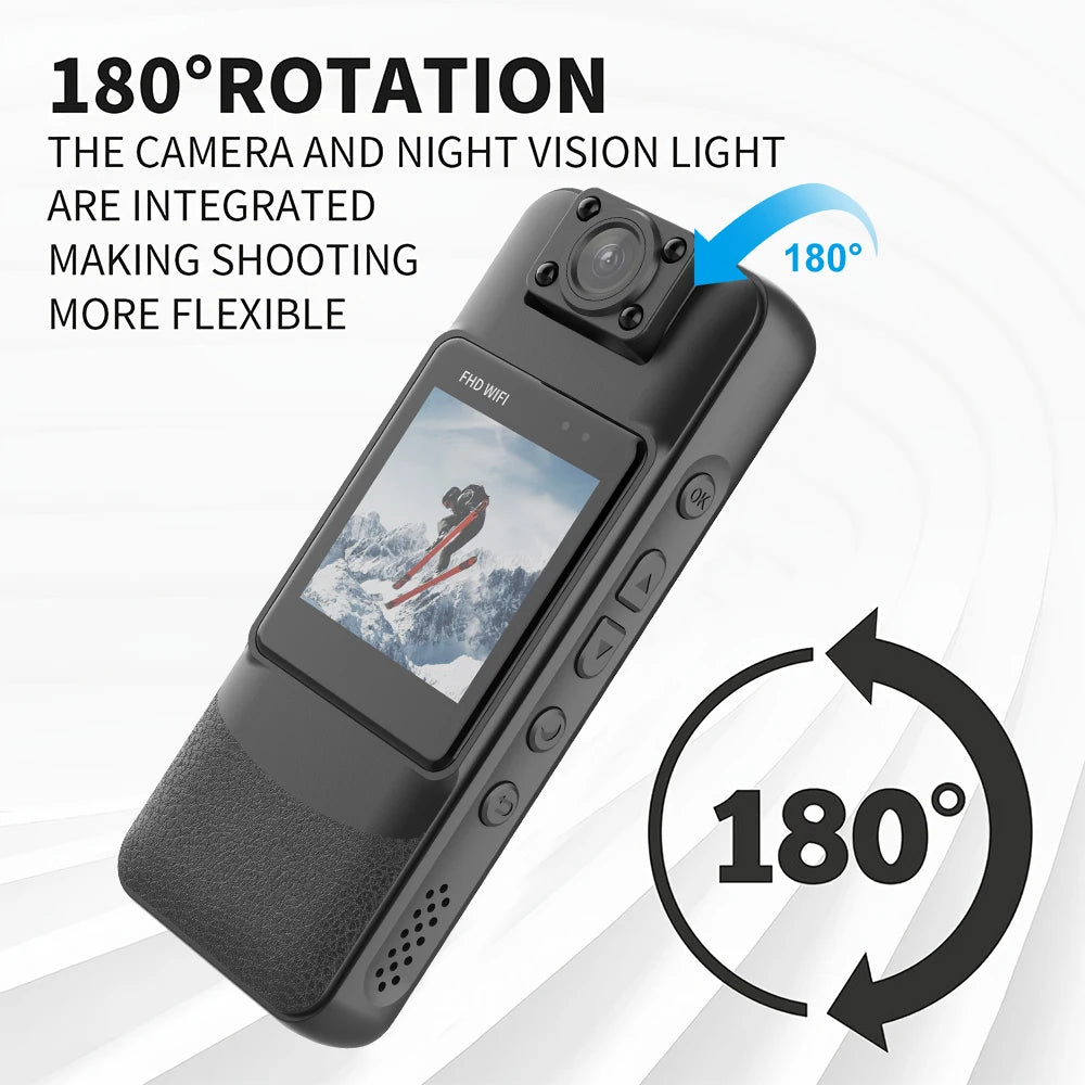 4K Infrared Night Vision Clip-On Body Camera – Mini WiFi HD Wearable Recorder for Outdoor & Law Enforcement Use