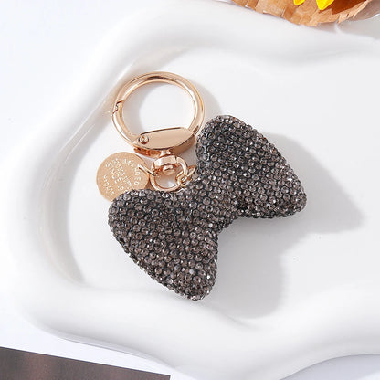 Full Crystal Clay Bow Keychain – Elegant Car, Bag & Purse Charm Gift Ornament