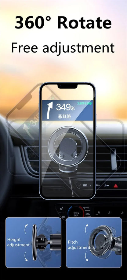 Magnetic Car Phone Holder — MagSafe-Style Universal Car Mount & GPS Mobile Bracket for iPhone 15/14/13/12, Samsung & Xiaomi
