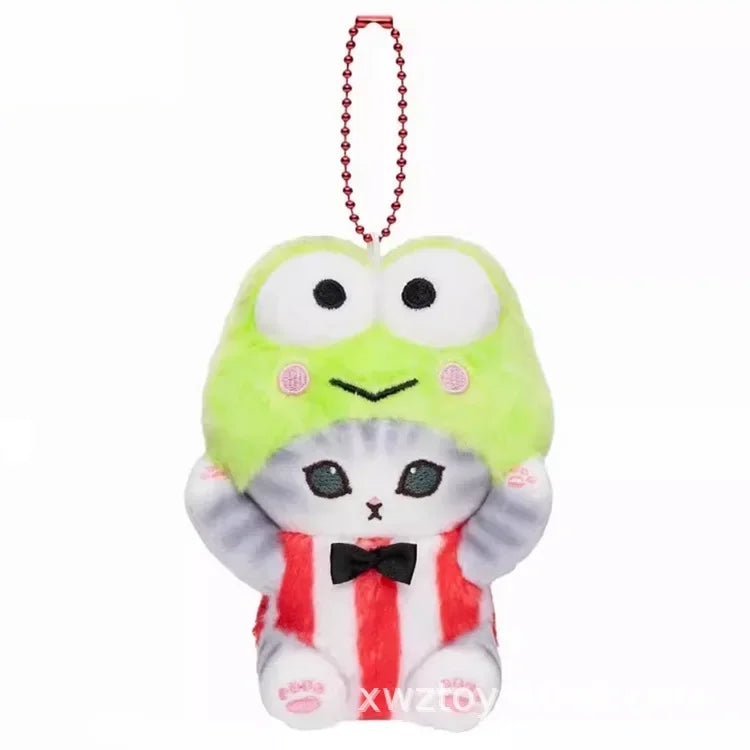 Hot Kawaii Plush Keychain Pendant — Mofusand Shark Cat & Cross-Dressing Hello Kitty/Kuromi Backpack Charm