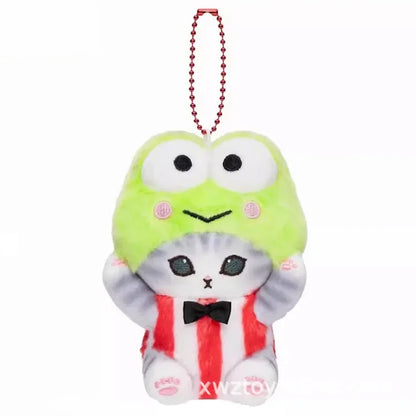 Hot Kawaii Plush Keychain Pendant — Mofusand Shark Cat & Cross-Dressing Hello Kitty/Kuromi Backpack Charm