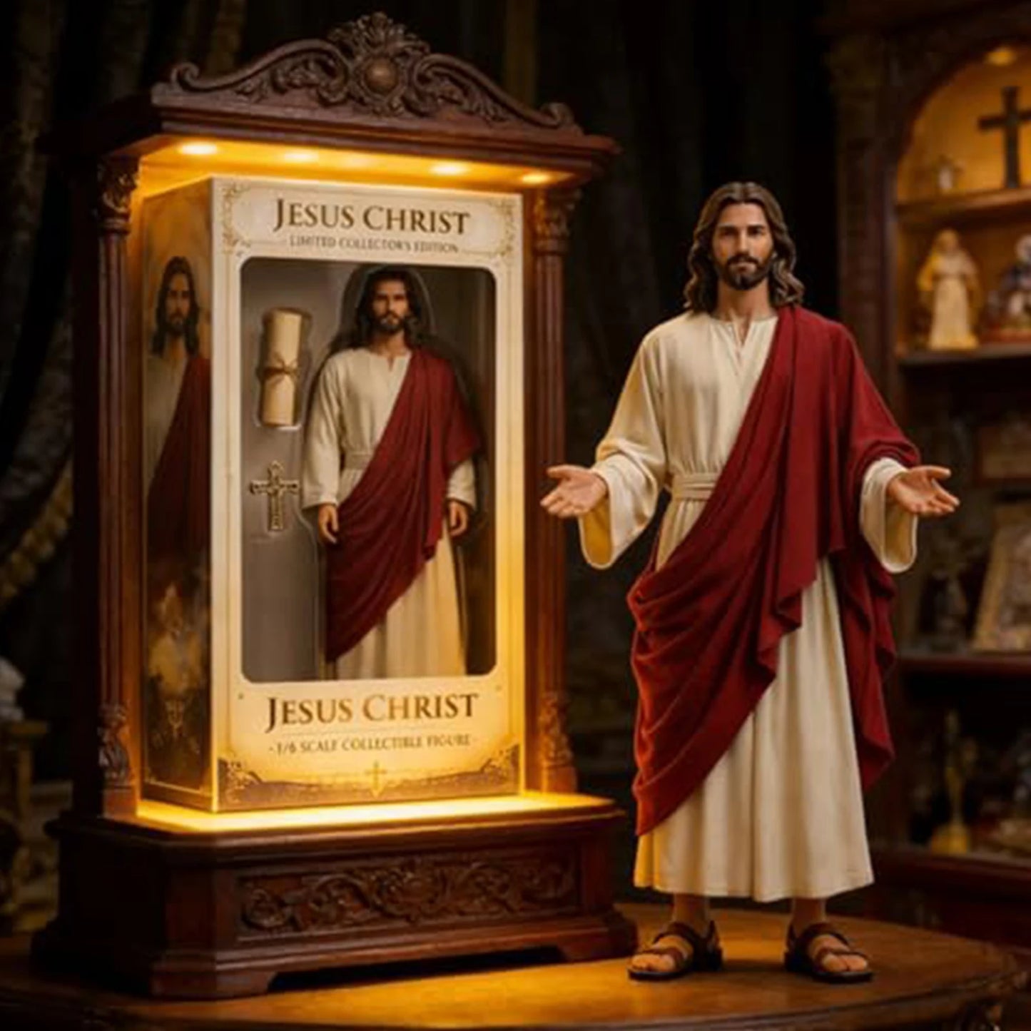 Jesus Open Arms Blessing Statue - 1/6 Scale Hand-Painted Christ Figurine for Home Decor