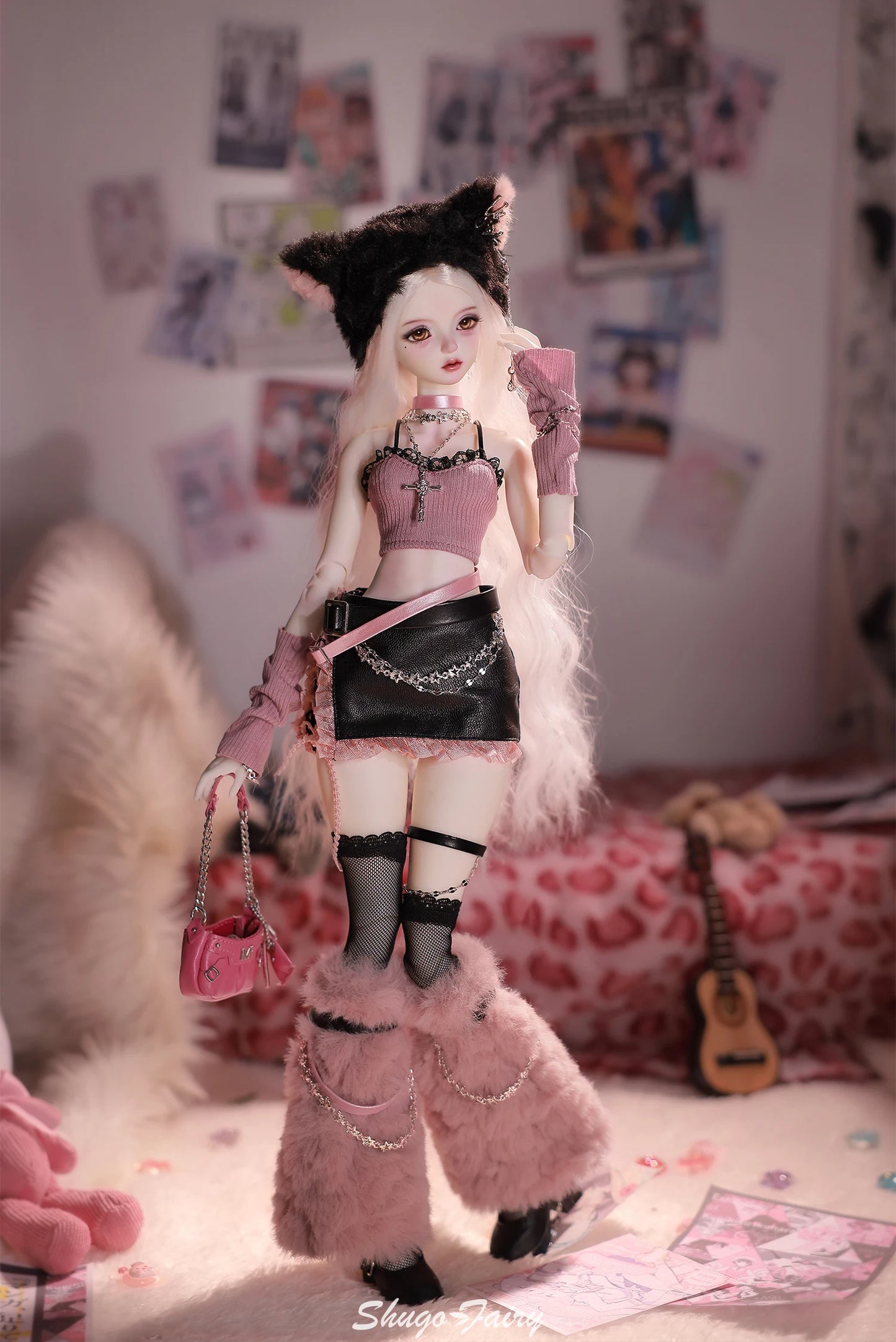 Celia N Y2K Baddie 1/4 BJD Doll – Fullset Pastel Punk Pink Cyber Style, Sweet Honey Girl ShugaFairy Collectible Figure