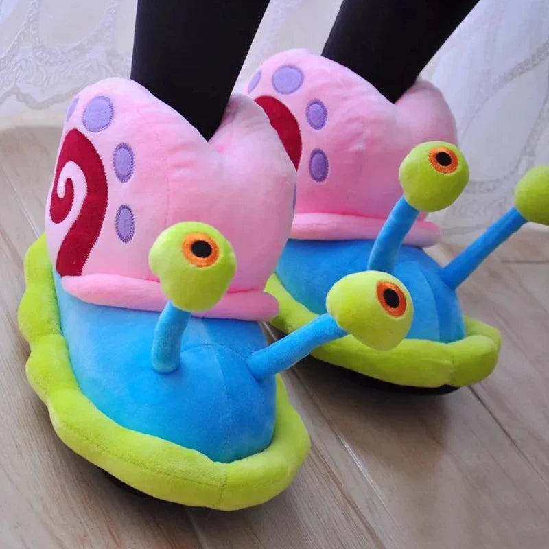 Funny Snail Cartoon Slippers – Warm Cotton Indoor Anti-Slip Shoes for Men & Women Winter