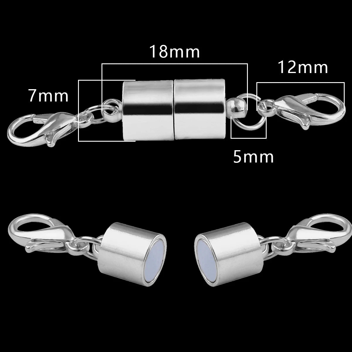 Magnetic Jewelry Clasp - Strong Metal End Connectors with Lobster Clasp for DIY Bracelets & Necklaces