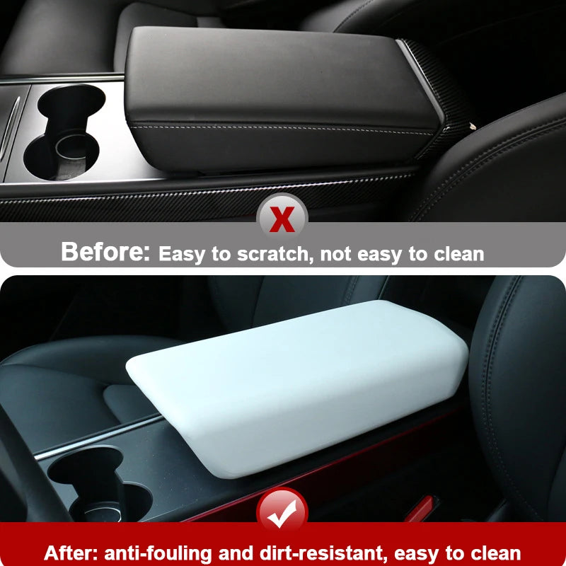 Armrest Box Protective Cover – TPE Center Console Pad for Tesla Model 3 2023 & Model Y HW4.0 Accessories