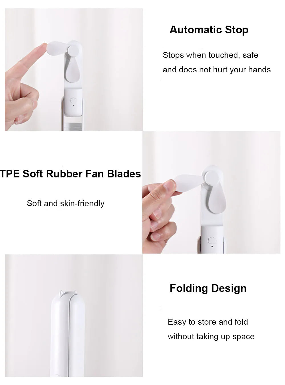 Portable Mini Handheld Fan | 2000mAh USB Rechargeable Foldable Fan with 3 Speeds & Power Bank for Travel
