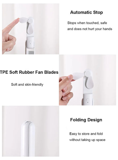 Portable Mini Handheld Fan | 2000mAh USB Rechargeable Foldable Fan with 3 Speeds & Power Bank for Travel