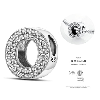 26 A-Z Alphabet Beads 925 Silver LOVE Letter Charms for 3mm Bracelets - CZ Zircon DIY Jewelry Gift