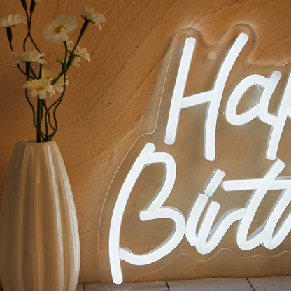 Chi-buy LED Neon Happy Birthday Sign – USB Powered 3D Wall Art Night Light for Bedroom and Living Room Decor