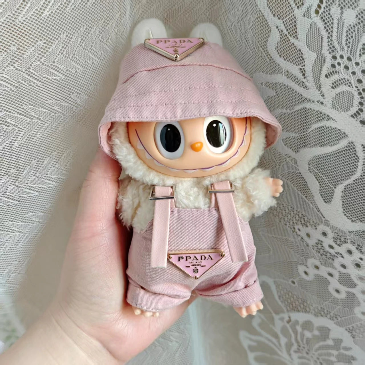 17cm Labubu Mini Doll Clothes Set – Outfit, Hat, Bag & Shoes, Accessories for Sitting & Party Game Toys