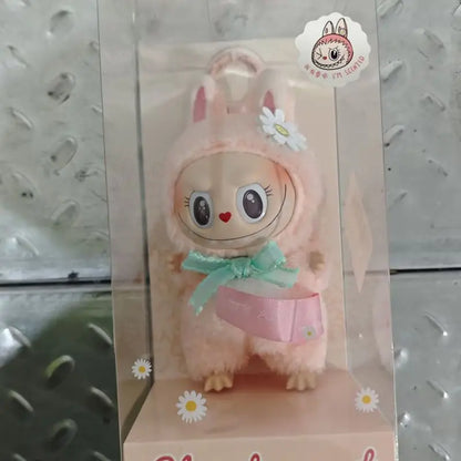 Mokoko Sweetheart Pink Labubu Doll Pendant — Cute 1:1 Replica Ornament, Christmas Gift for Kids