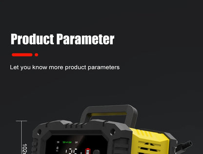 12V/24V Fully Automatic Smart Battery Charger — 7-Segment Pulse Repair for AGM, GEL, WET Lead-Acid Car Batteries