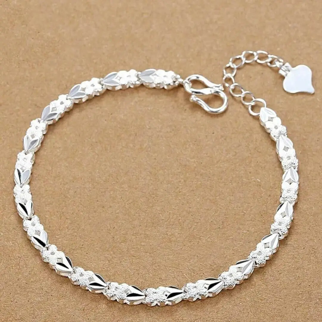 Hot Sale 925 Sterling Silver Solid Chain Bracelet — Charm Fashion Jewelry for Women & Men, Party, Wedding Gift