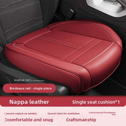 Nappa Leather Car Seat Cover - Anti-Slip Full-Wrap Front Seat Protector Cushion Mat for Drivers