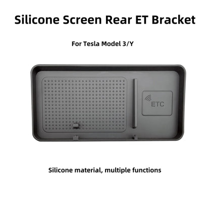 Hidden Behind-Screen Storage Box for Tesla Model 3 & Y – Dashboard Organizer with Tissue Holder, Anti-Slip Mat & Phone Bracket