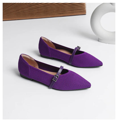 2024 Women's Flat Shoes – Pointed Toe Soft Knitted Sole, Breathable & Comfortable Spring and Autumn New Model