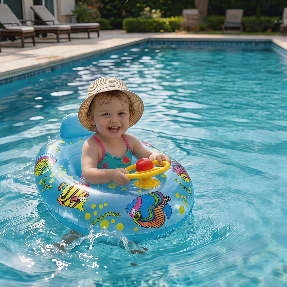 Inflatable Baby Swimming Ring – Thickened PVC Swim Float with Widened Airbag and Anti-Rollover Design for Pool and Beach Fun