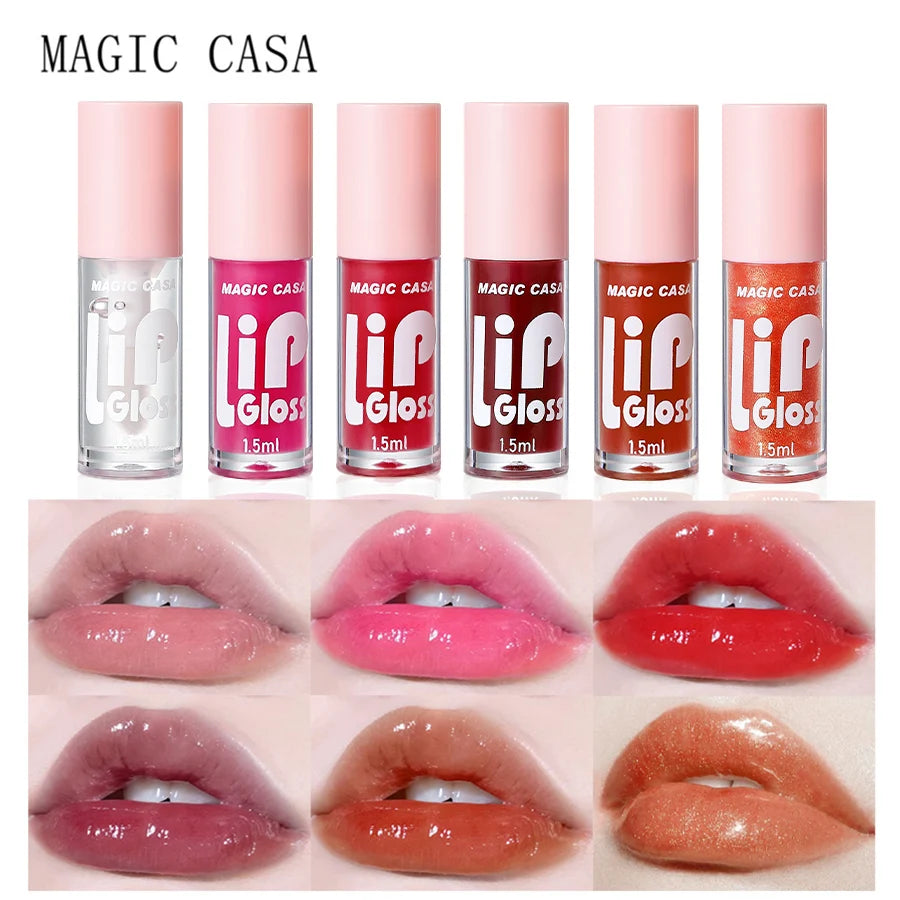 MAGIC CASA 6pcs Hydrating Jelly Lip Oil Set – Long-Lasting Moisturizing & Shimmering Liquid Lip Hydration
