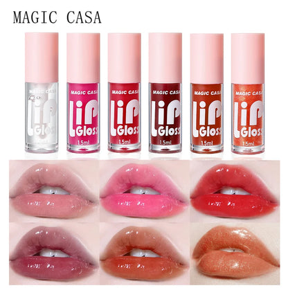 MAGIC CASA 6pcs Hydrating Jelly Lip Oil Set – Long-Lasting Moisturizing & Shimmering Liquid Lip Hydration