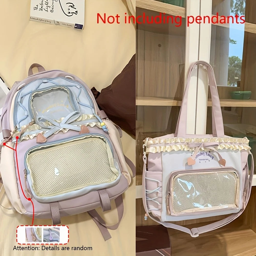 Women’s 2-Piece Backpack Set – Cute Lace Lightweight School Bag, Fashion Back-to-School Bookbag for Girls