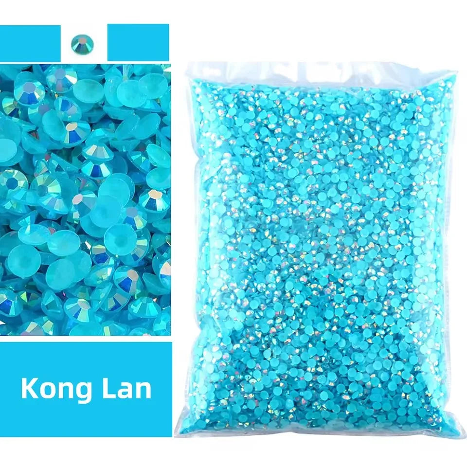 Jelly AB Resin Rhinestones 2-6mm — Non-Hotfix Flat Back Plastic Crystals & Strass Glitters, Large Pack