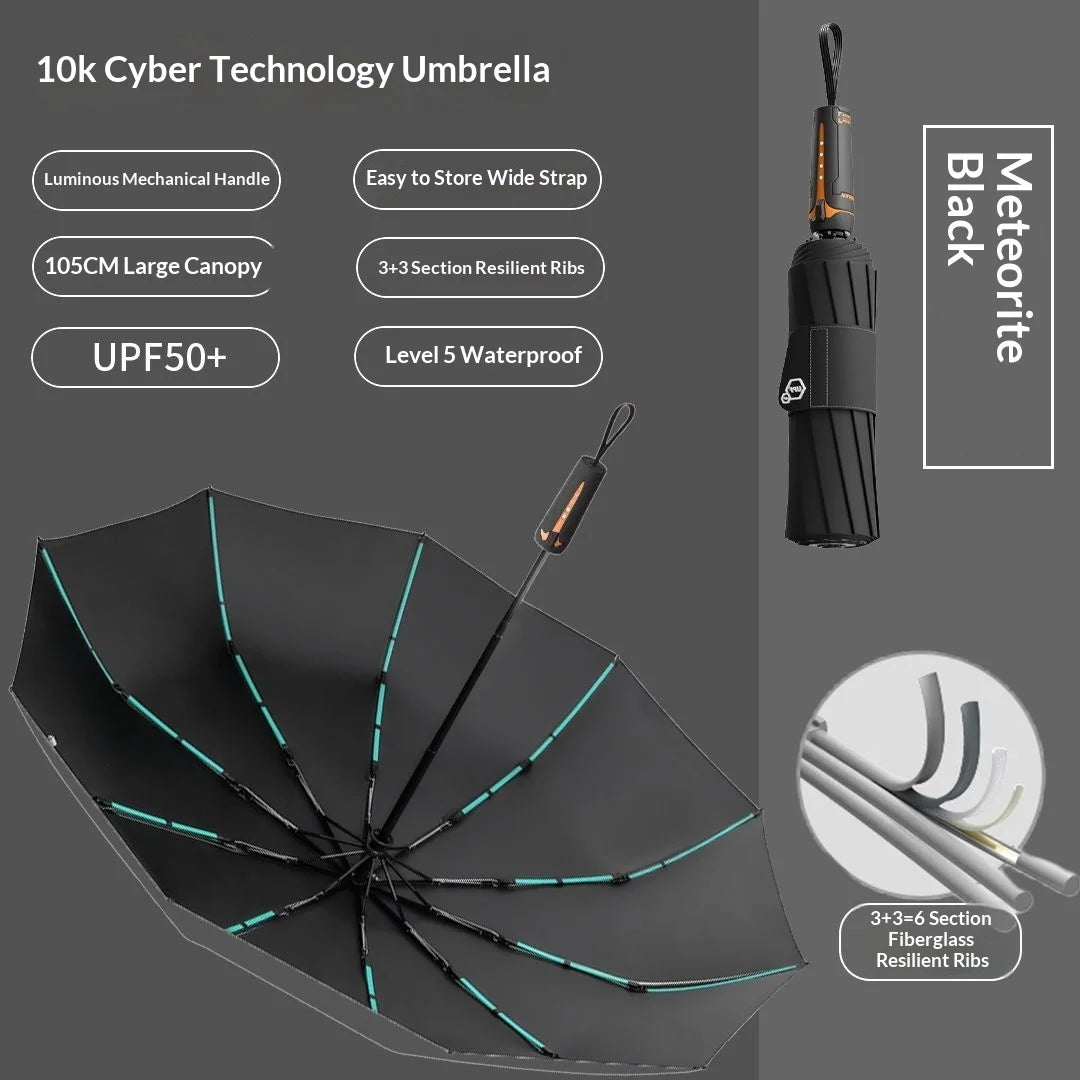 Cyber Style Automatic Umbrella - Extra-Large Reinforced Wind-Resistant & UV-Proof Rain and Sun Umbrella