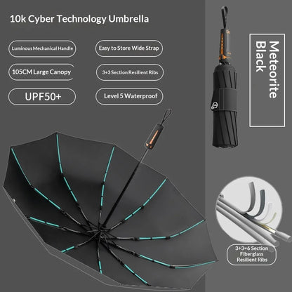 Cyber Style Automatic Umbrella - Extra-Large Reinforced Wind-Resistant & UV-Proof Rain and Sun Umbrella