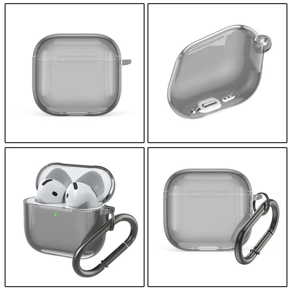 Translucent Protective Sleeve Case for AirPods 4 — Premium Drop-Proof Cover with Carabiner for AirPods 4th Generation