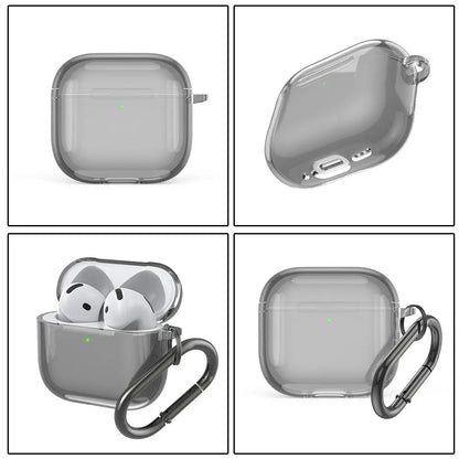 Translucent Protective Sleeve Case for AirPods 4 — Premium Drop-Proof Cover with Carabiner for AirPods 4th Generation