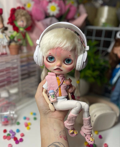 Miniature Doll Headphones for Blythe & Qbaby — Big Head Diandian Decorative Accessory (Non-Functional)