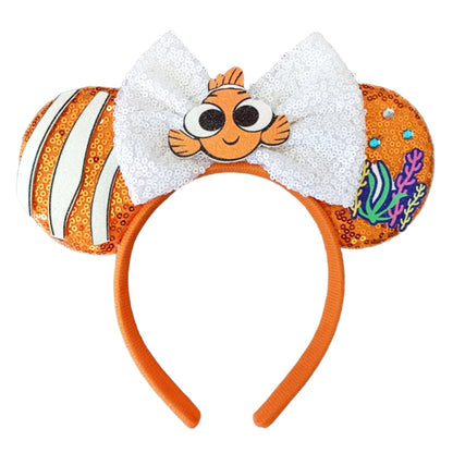 Mickey Mouse Ears Headband with Bow – Sequin Candy Cosplay Costume Party Accessory for Girls & Women, Christmas Gift