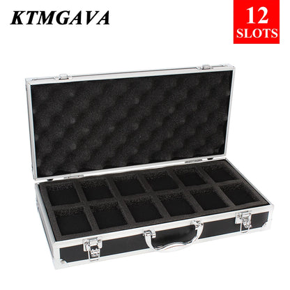 Aluminum Alloy Watch Storage Box – 10/12/18 Grid Large Capacity Black Jewelry Organizer Gift