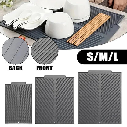 WCIC Silicone Draining Board Mat | S/M/L Folding Dish Drying Pad, Heat Resistant, Eco-Friendly for Pots & Cups