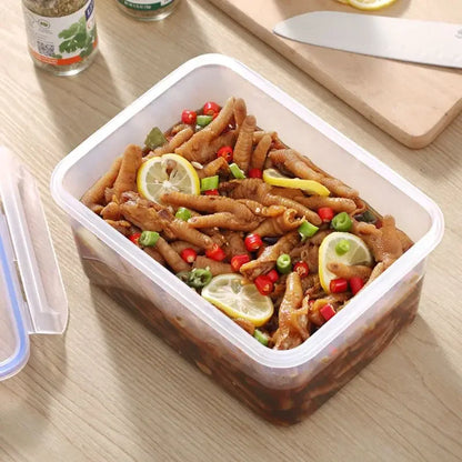 Rectangular Refrigerator Storage Box with Lid – Plastic Crisper & Microwave-Safe Lunch Box
