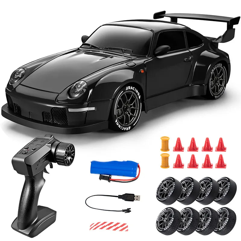 1:24 RC Drift Car - 20KM/H 4WD High Speed Remote Control Car with LED Lights & Extra Tires