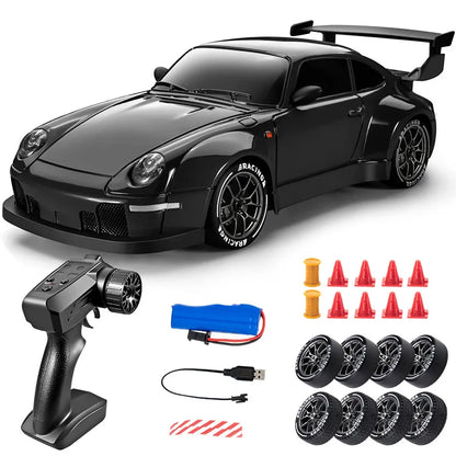 1:24 RC Drift Car - 20KM/H 4WD High Speed Remote Control Car with LED Lights & Extra Tires