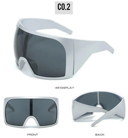 2025 Oversized Punk Shield Sunglasses – Luxury Steampunk Big Frame UV400 Sport Goggles for Women & Men