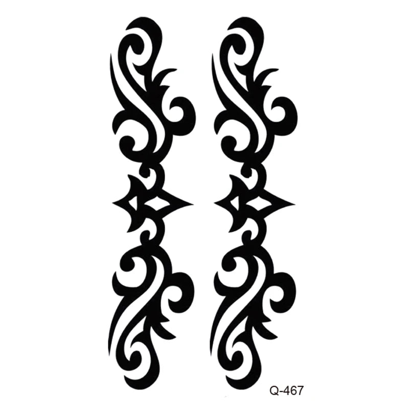 Waterproof Temporary Tattoo Stickers - Mini Black Rose, Butterfly, Arrow, Flower, Wings, Maori, and Snake Designs for Wrist and Neck