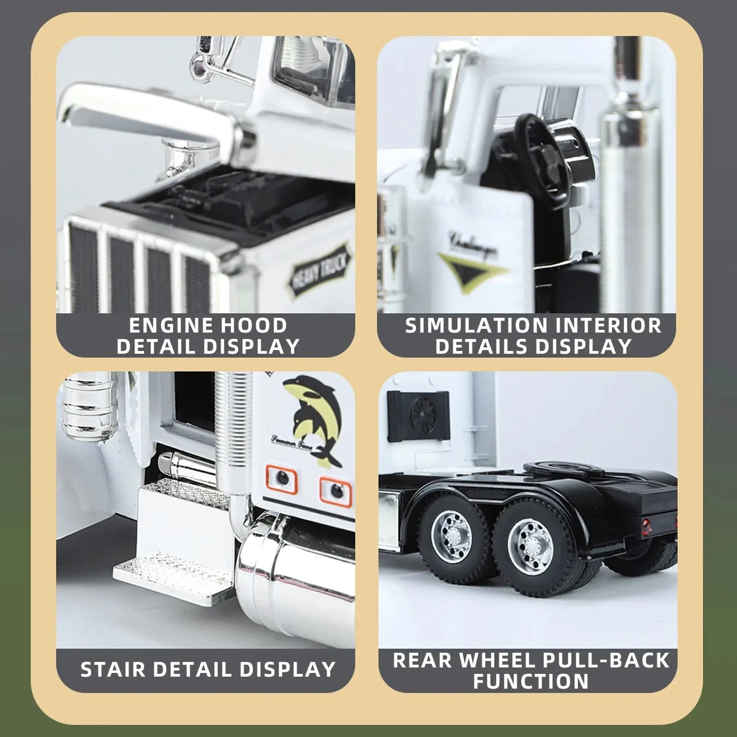 1:24 Scale Peterbilt 389 Tractor Trailer Toy – Lonestar Design Pre-Built Semi Truck with Realistic Functions for Kids