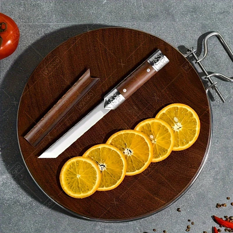 Premium Stainless Steel Utility Knife - Carved Outdoor Pocket Knife for Meat Cutting, Fruit Peeling and Portable Use