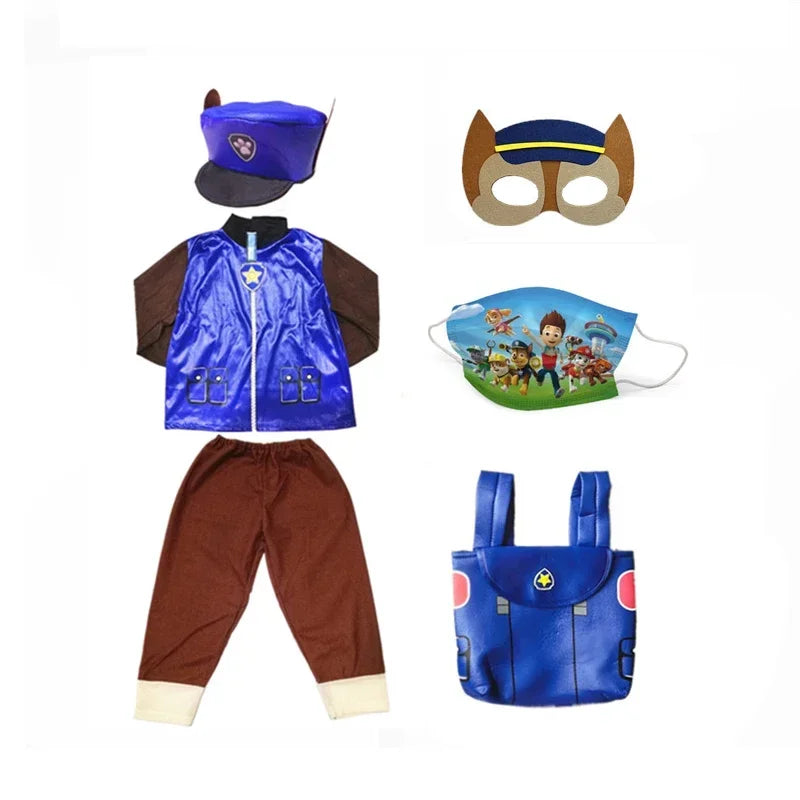 Anime Dog Patrol Kids Costume Set – Tops, Pants, Backpack & Hat for Marshall, Chase, Skye, Zuma, Rubble Halloween Cosplay