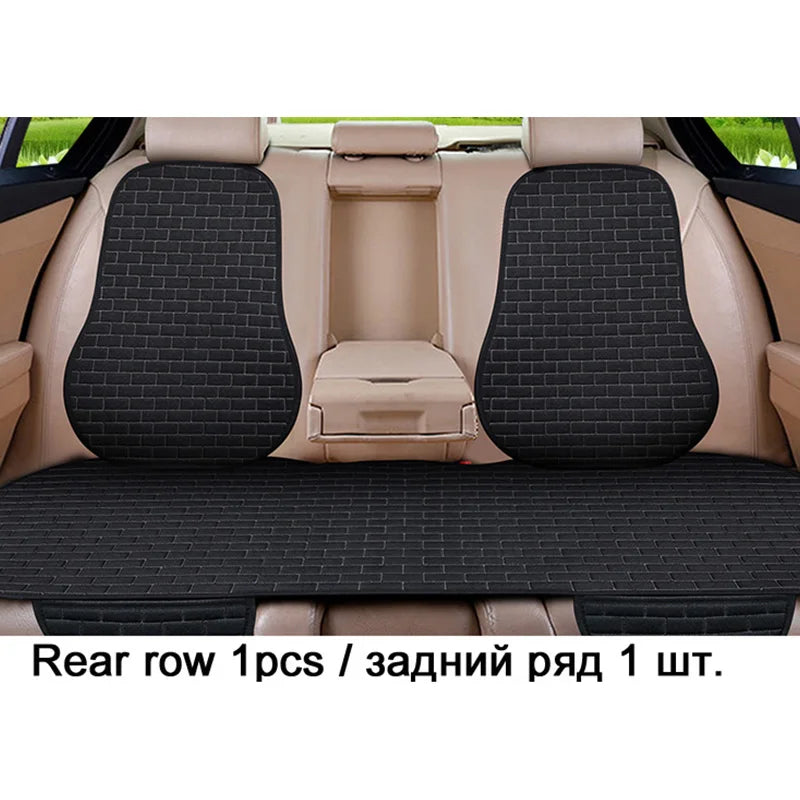 Universal Car Flax Seat Cushion Protector - Front and Rear Seat Cover Pad with Backrest Mat for Automotive Interiors